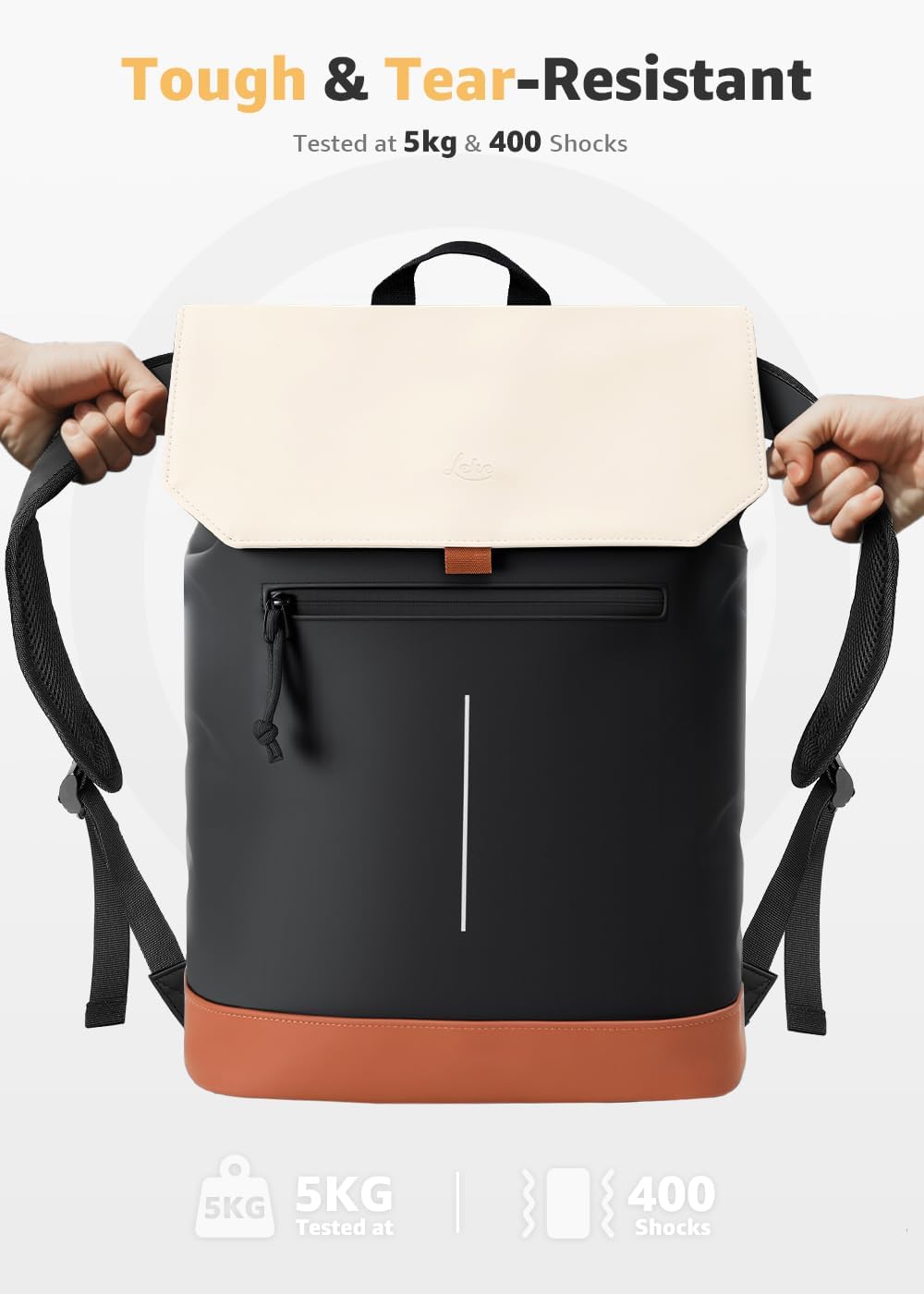 Rucksack Damen &amp; Herren, Mattleder Tagesrucksack mit 15,6" Laptopfach, Eleganter City und Business B
