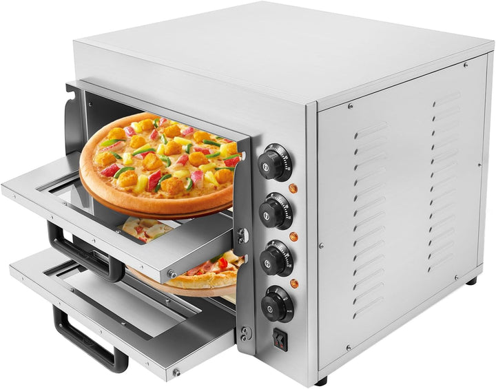 LUNICASHA Professioneller Doppel Pizzaofen, Kommerzieller Pizzabackofen, 3000W Pizzaofen Elektrisch,