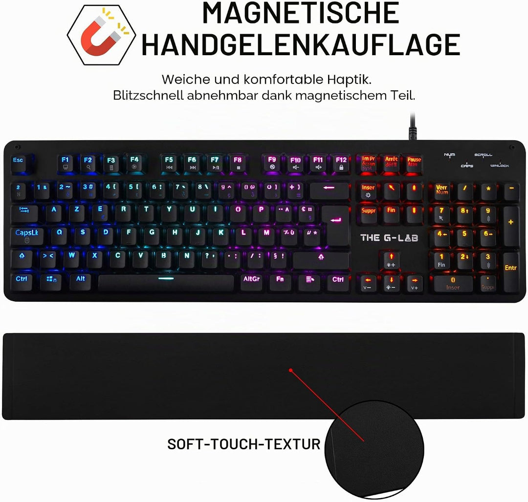 THE G-LAB Keyz Carbon-E RGB Mechanische Gaming-Tastatur (Blauer Schalter) (schwarz)