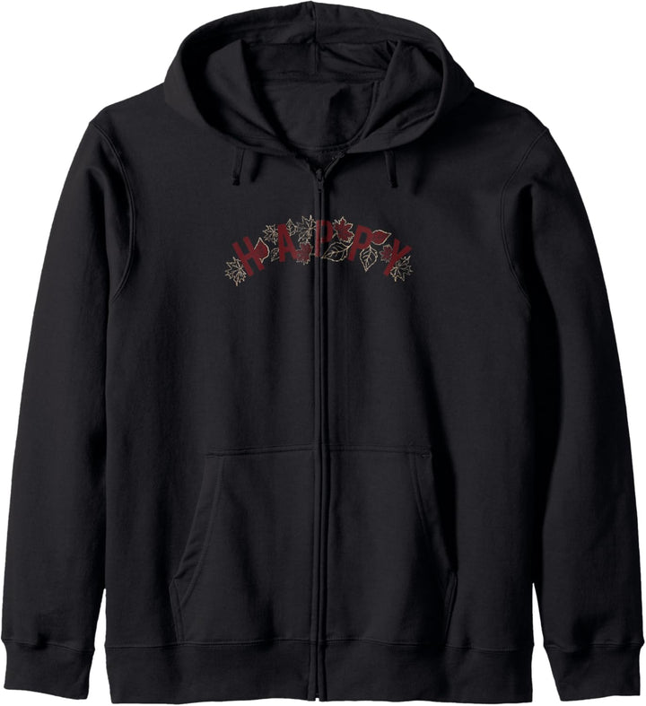 Fall Happy Leaf Text Kapuzenjacke