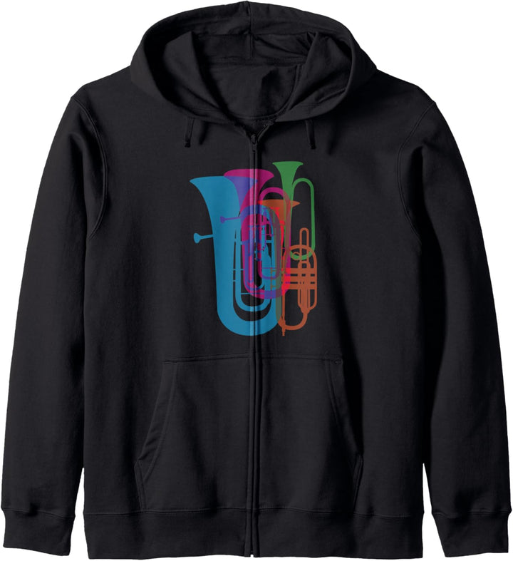 Buntes Tuba Messinginstrument Lustiges Geschenk T Shirt Kapuzenjacke