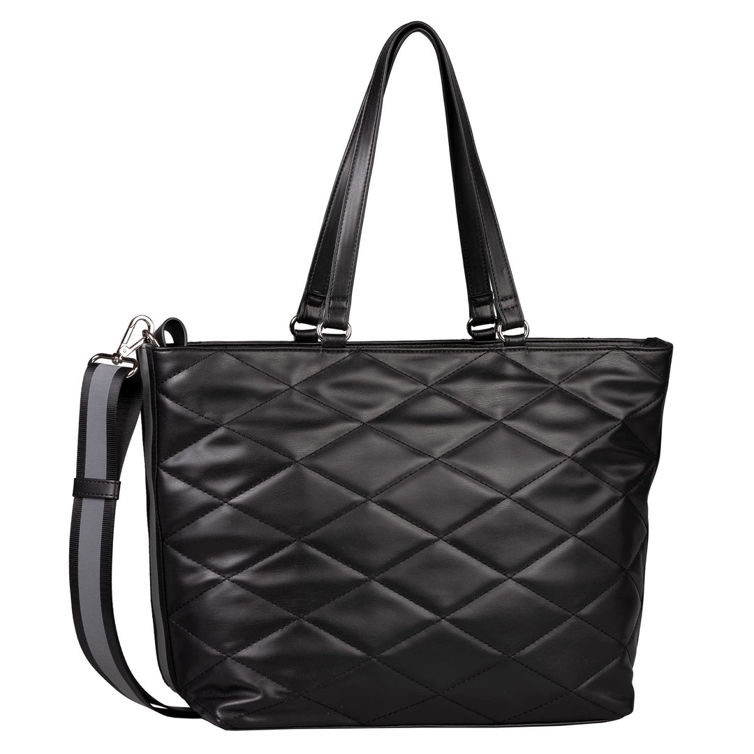 TOM TAILOR bags Mica Damen Shopper Umhängetasche Reissverschluss Gross Schwarz