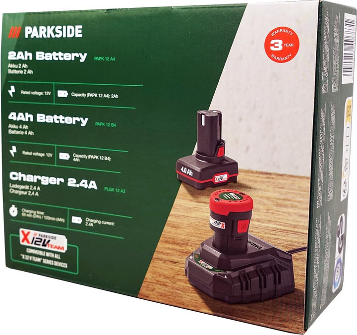 Angebot für 12V Akku Set PAPK 12 Original Akkus 2Ah + 4Ah mit Ladegerät – passend für Serie Parkside