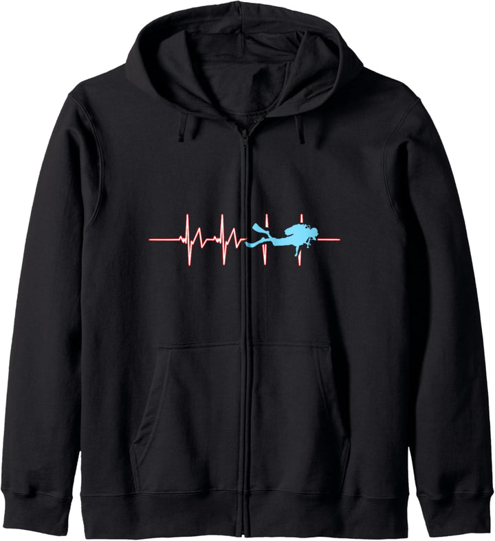 Herzschlag Taucher Tauchen Tauch Diver Diving Geschenk Kapuzenjacke