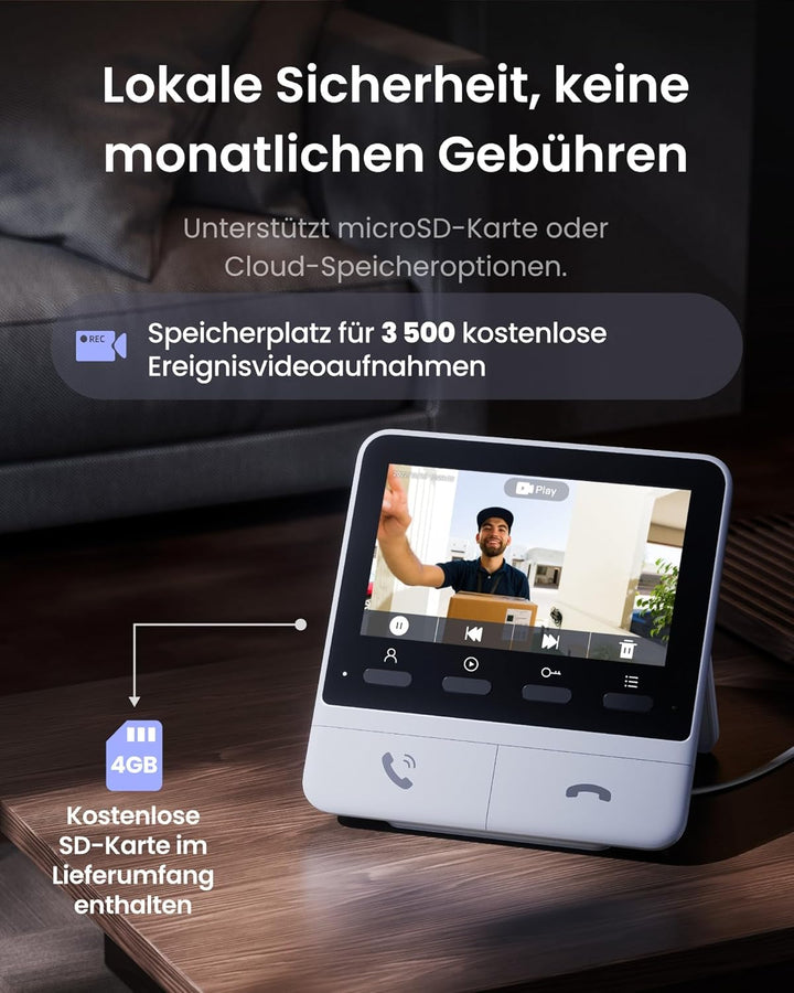 SwitchBot WLAN Türklingel mit Kamera, 2K Video Türklingel mit 4,3 Zoll Farbbildschirm, Smart Türklin