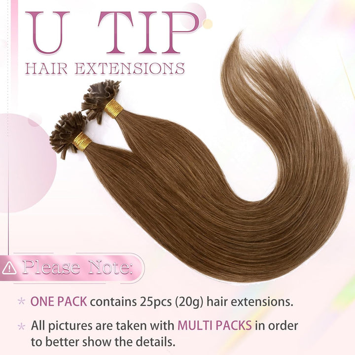 Elailite Echthaar Extensions Bonding Haarverlängerung 35cm U-tip Fusion Haar Extension Glatt 25 Strä