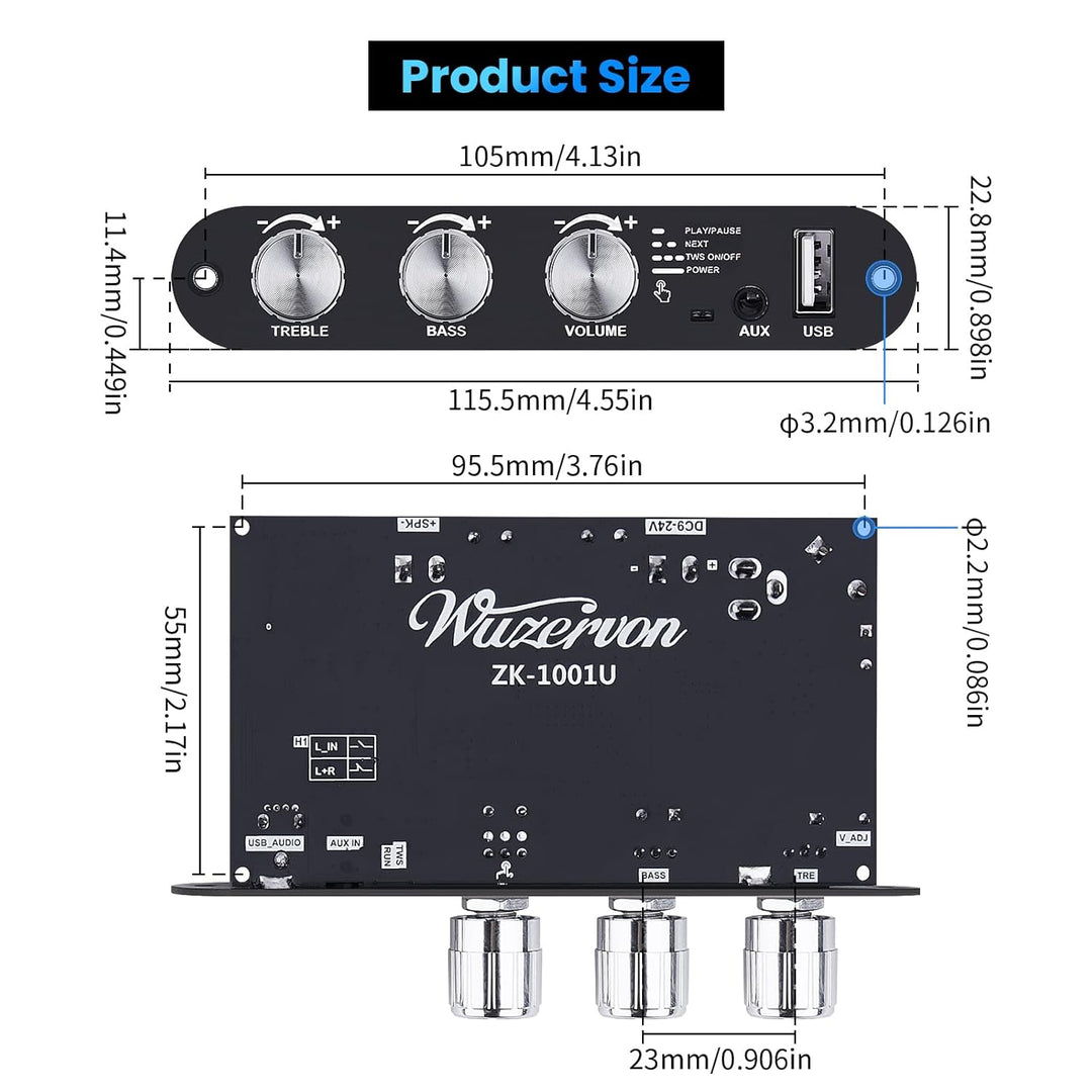 HiFi Verstärker mit Bluetooth 5.3 ZK-1001U Mono Audioverstärkers für Heim Stereoanlage 100W Stereo i