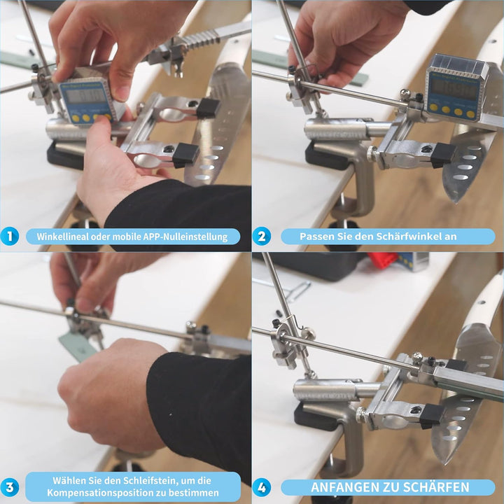 CWOVRS Messerschärfer Profi, RX-009 Messerschärfsystem, 360° Flip Drehung mit Festem Winkel, Präzisi