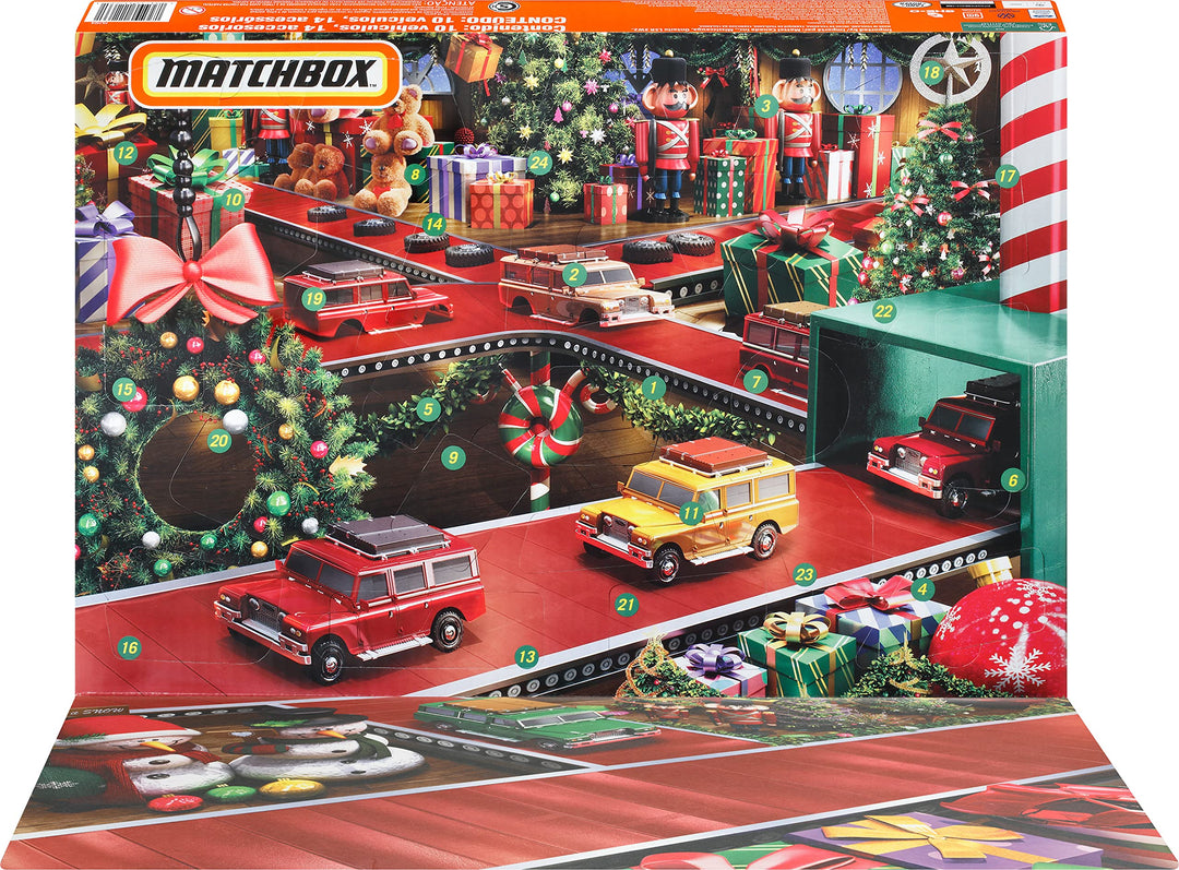 Matchbox-Autos, Adventskalender, 24 Überraschungen hinter den einzelnen Türchen, 10 Die-Cast-Spielze