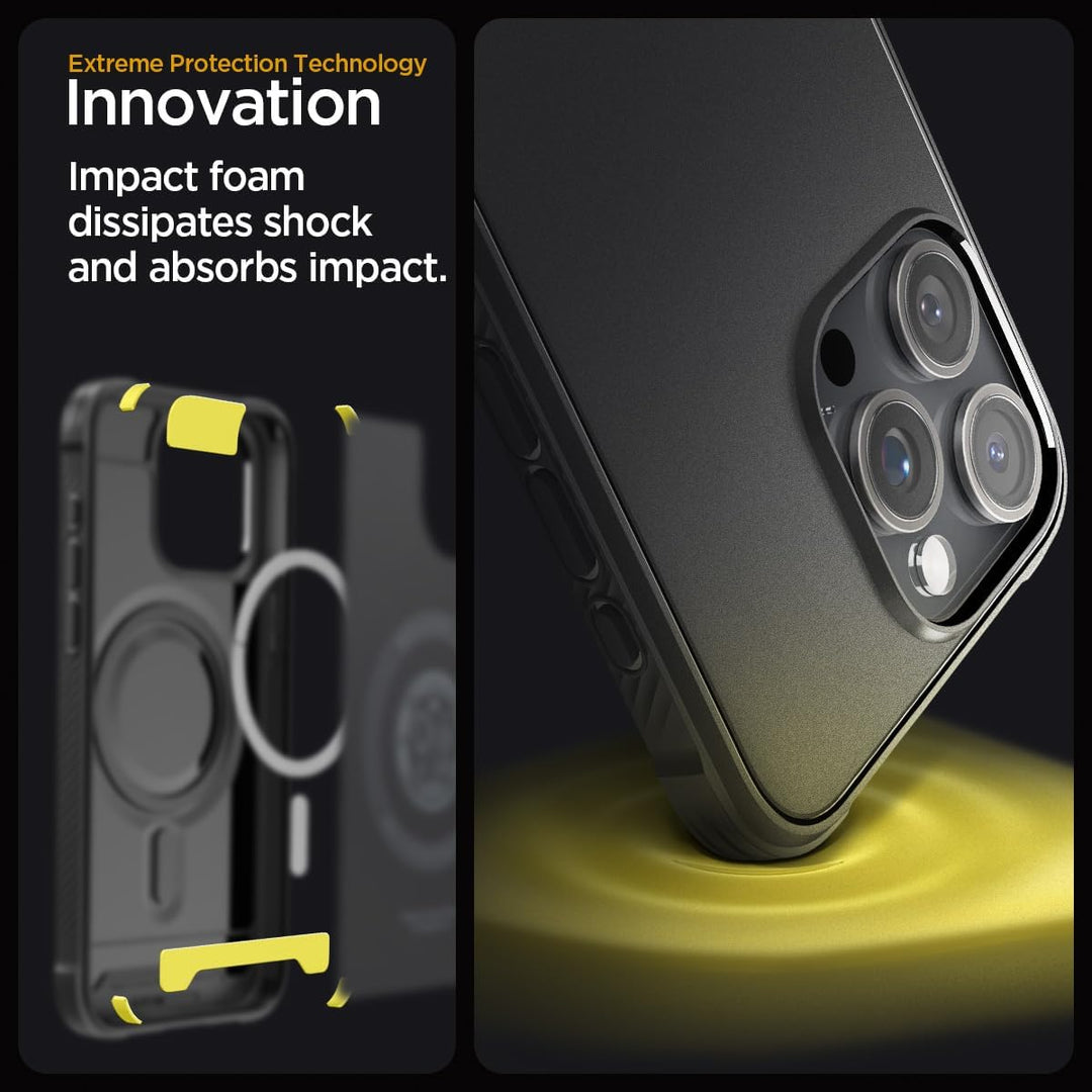 Spigen Rugged Armor MagFit Hülle Kompatibel mit iPhone 15 Pro Max -Matte Black, Matte Black