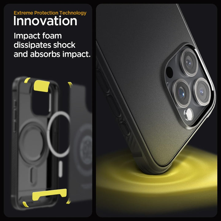 Spigen Rugged Armor MagFit Hülle Kompatibel mit iPhone 15 Pro Max -Matte Black, Matte Black