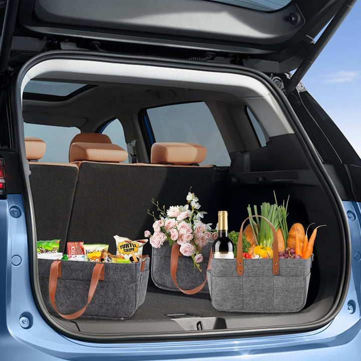 30L Filztasche Einkaufstasche mit Fächern, Filztasche Einkaufskorb Shopper für Outdoor Trips, Pickni