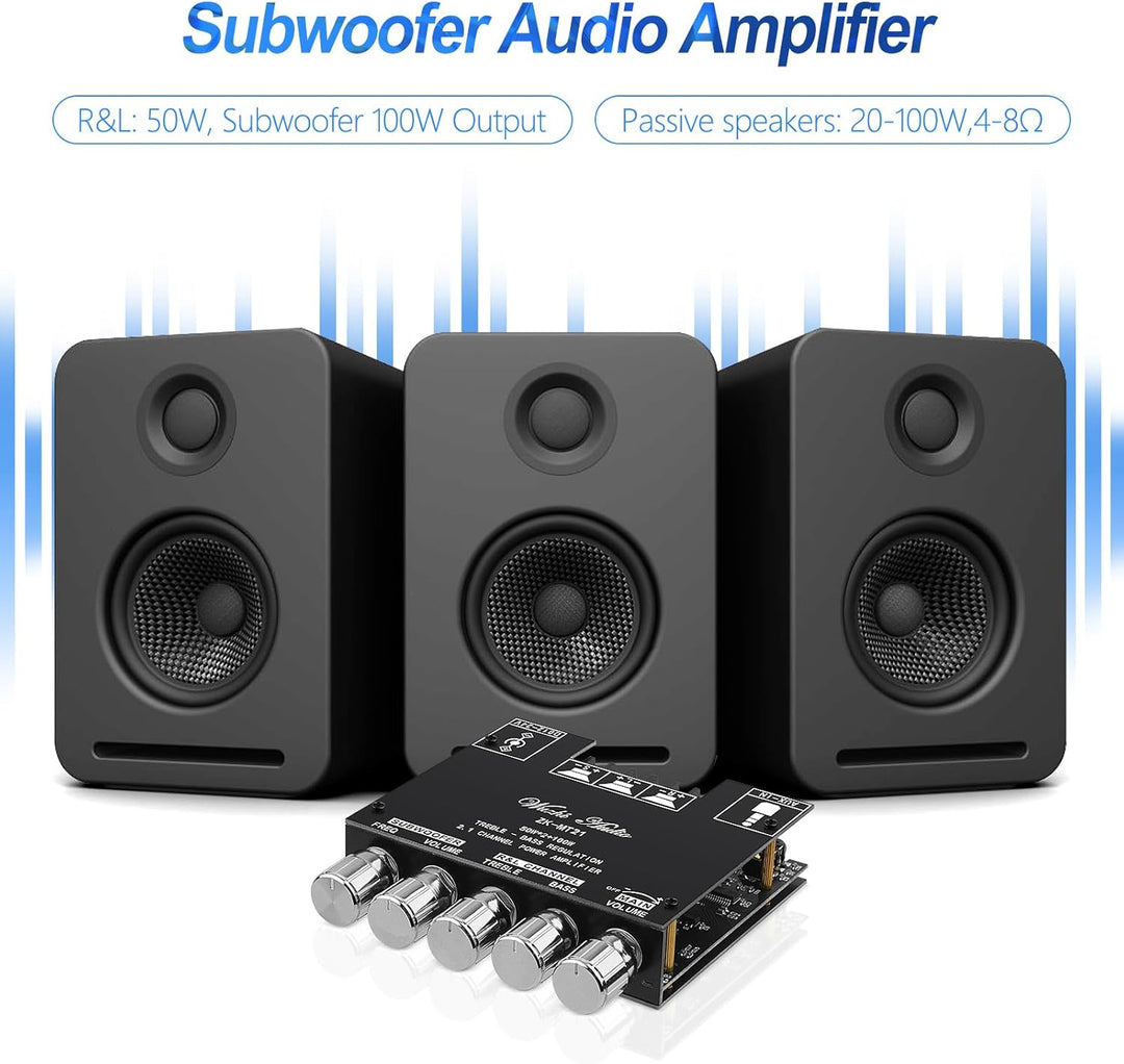Bluetooth HiFi-Verstärker ZK-MT21 2.1 Kanäle Mini Stereo-Audioverstärker 50W x 2 +100W Class D Digit