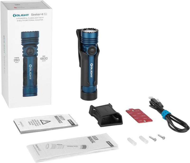 OLIGHT Seeker 4 Pro LED Taschenlampe mit Holster, 4600 Lumen 260 Meter, USB-C Wiederaufladbare Lampe