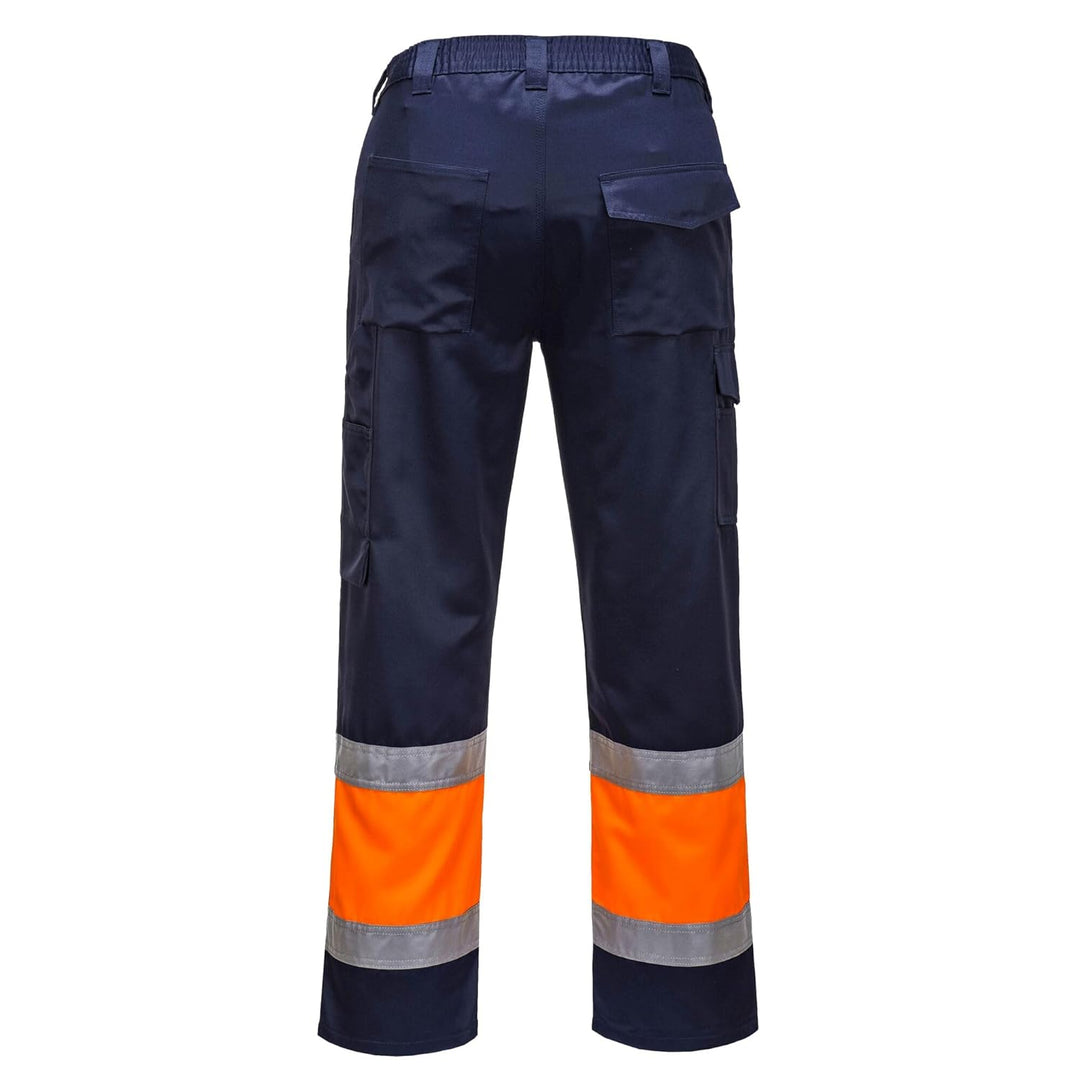 Portwest 2-farbige Warnschutz-Combat Hose, Grösse: XL, Farbe: Orange/Marine, E049ONRXL