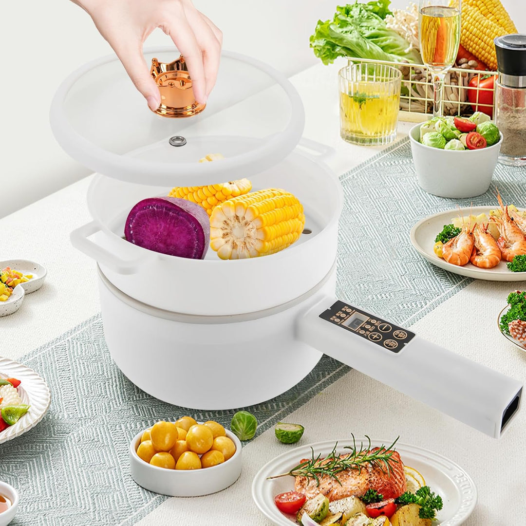 Elektrischer Hot Pot 1.6L mit Dämpfern Tragbare Antihaft Multikocher Suppentopf Schneller Kochtopf f