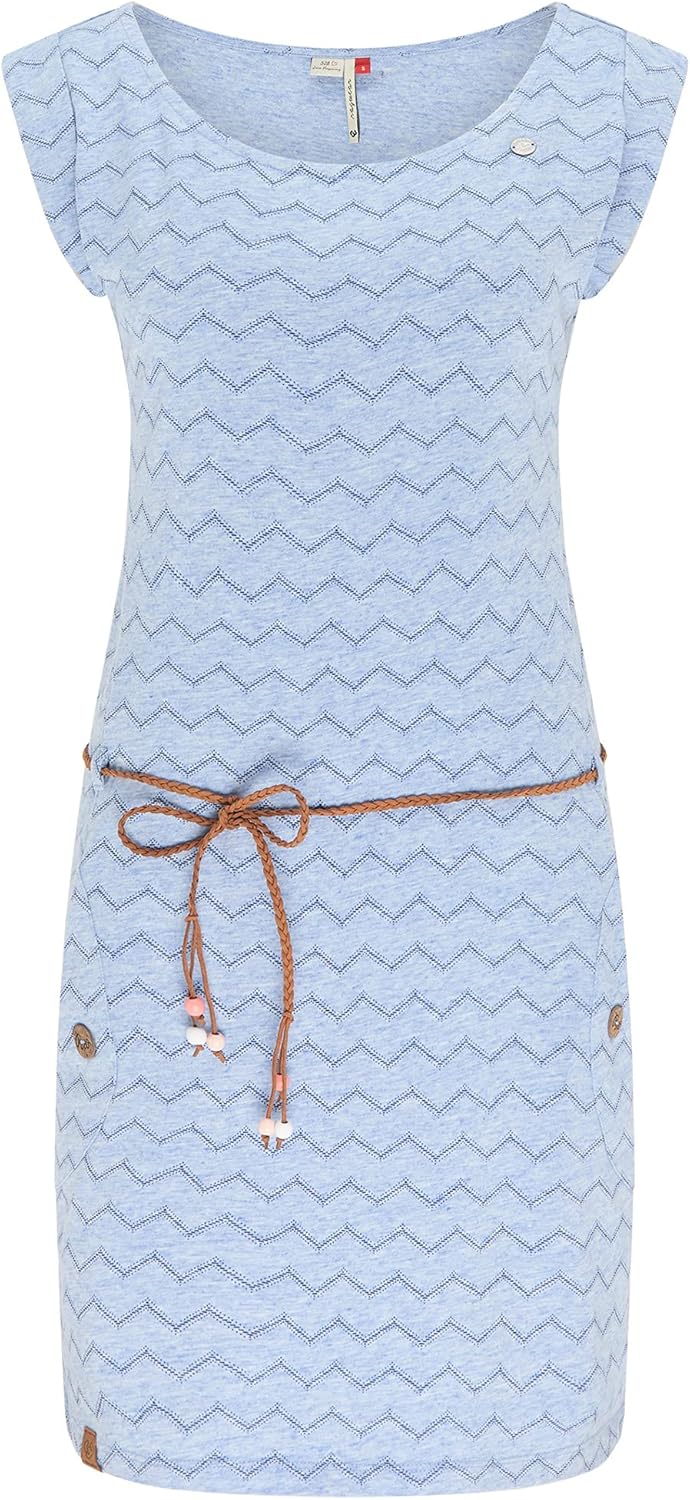 Ragwear Kleid Damen Tag Chevron 2111-20016 Wollweiss 7008 Off White XL Blau, XL Blau