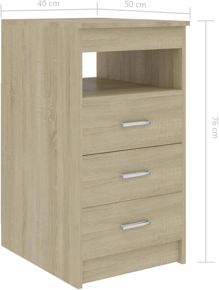 Spanplatte Sideboard mit 3 Schubladen und 1 oberen Ablagefach Seitenschrank Vitrinenschrank Ankleide