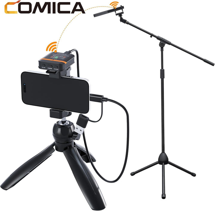 Comica VM40 Combo Wireless Richtmikrofon Shotgun-Mikrofon, 2,4G Super Cardioid Polar Muster, 48 kHz/