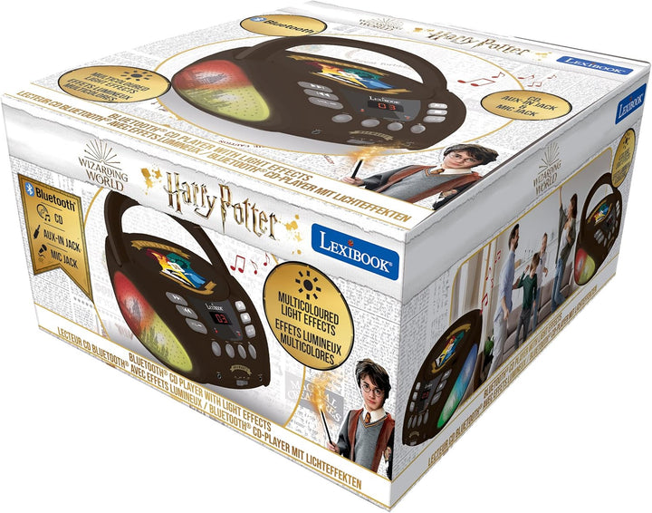 Lexibook, Harry Potter, Bluetooth-CD-Player für Kinder, tragbar, mehrfarbige Lichteffekte, Mikrofona