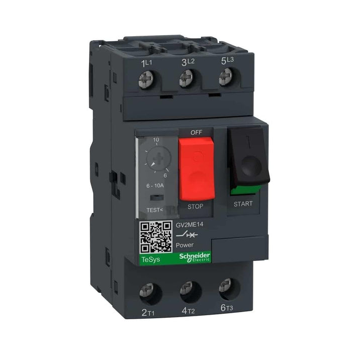 Schneider Electric | GV2ME14 - Motorschutzschalter, 3p, 6-10A, Tasterbetätigung, Schraubanschluss -