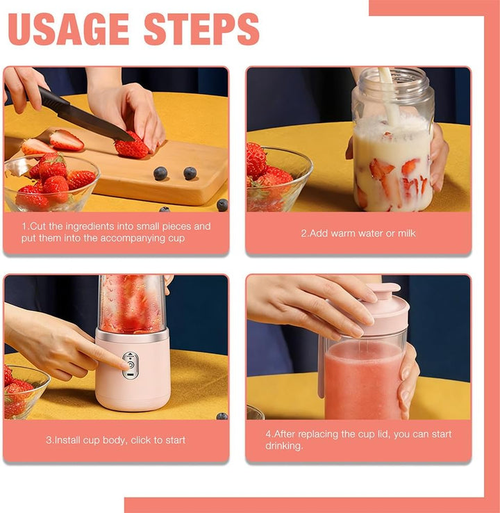 Tragbarer Mixer, 400ml Mixer Smoothie Maker to Go mit Digitalanzeige, Portabler Elektrischer Saftpre