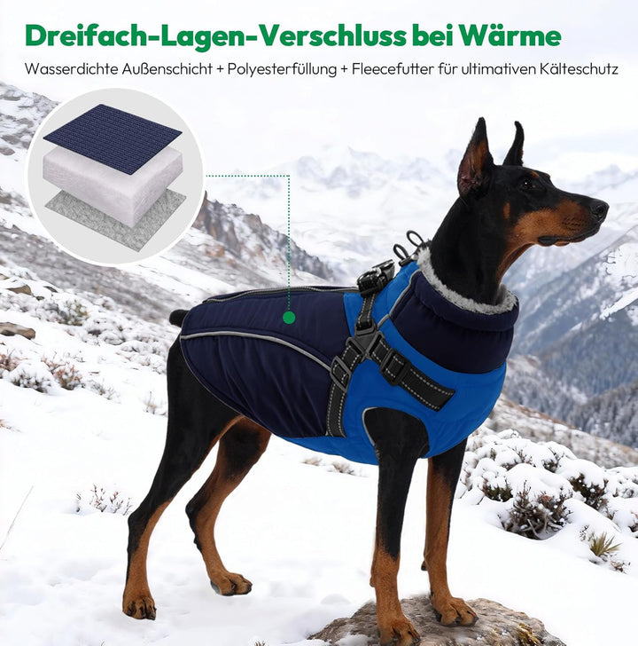 Hunde Wintermantel Wasserdicht,Hundejacke mit reflektierende Elemente und Fleecefutter für mittlere