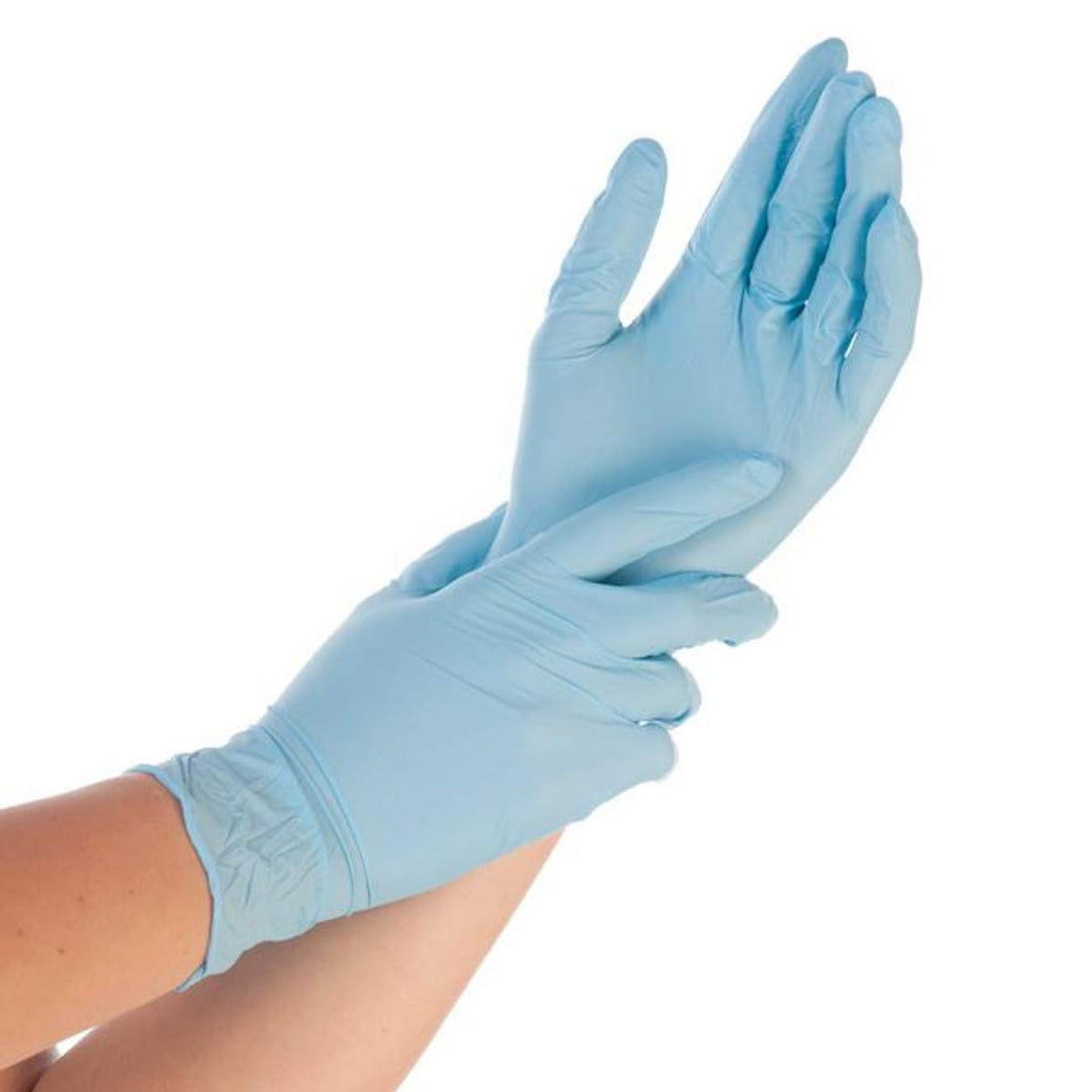 Franz Mensch Hygonorm Nitrilhandschuh Safe Fit in blau, 8/M puderfrei, 2000 Stück (10 x 200 Stück),