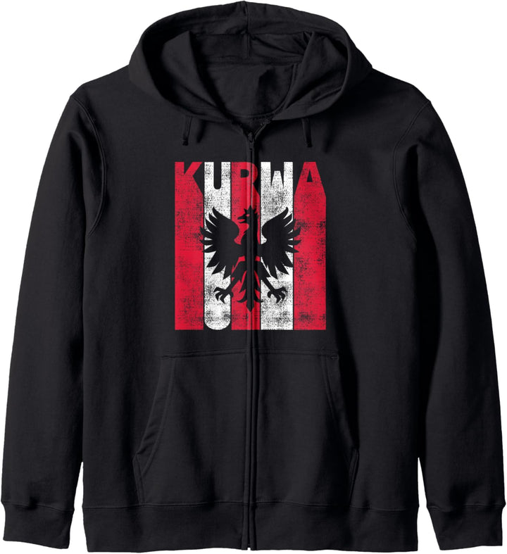 Retro Kurwa Vintage Polen Polnische Flagge Fluchen Kapuzenjacke