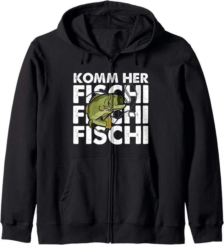 Komm Her Fischi Fischi Angeln Angler Petri Heil Geschenkidee Kapuzenjacke