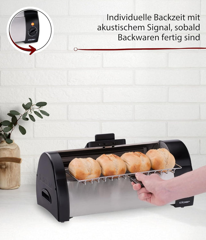 Cloer 3080 Brötchenbäcker zum Aufbacken von Brötchen, Kuchen oder Hefeteilchen 570 W, mattiertes, Ma
