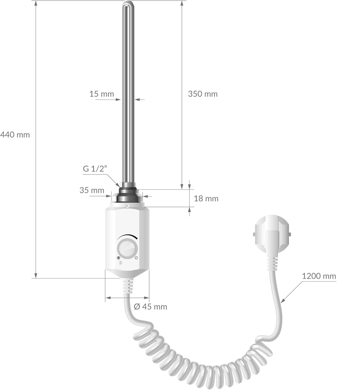 LuxeBath Badheizkörper Elektrisch mit Heizstab 900W Grosse Leisung - 300 x 1400 mm - Weiss - gerade