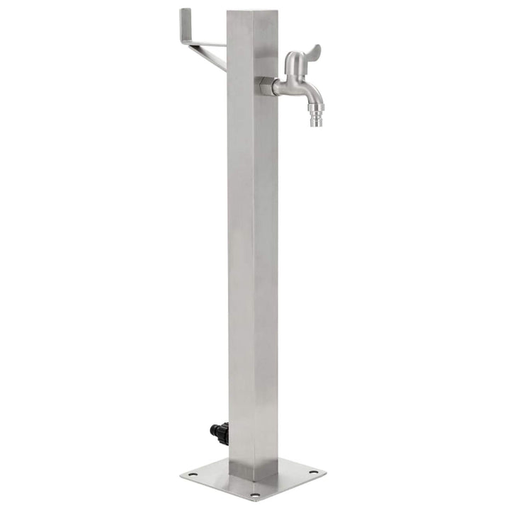 Festnight Wassersäule Garten Mit Wasserhahn Edelstahl Quadratisch Wassersäule 65 cm Gartenwasserhahn