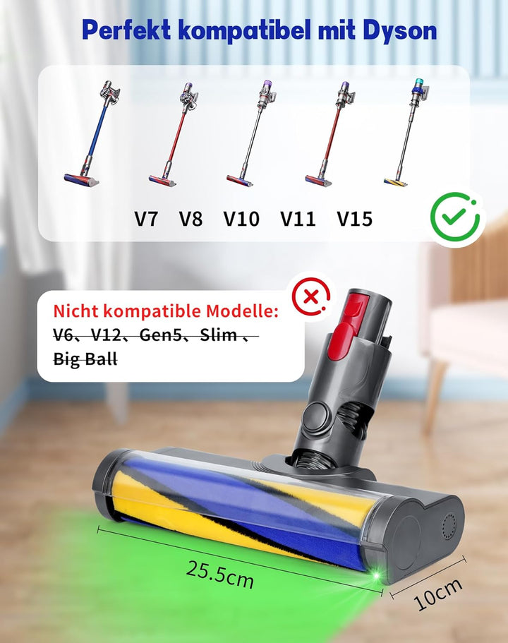 Ersatzteile Bürste für Dyson V7 V8 V10 V11 V15 Staubsauger Zubehör Bodendüse für Dyson Aufsatz mit L