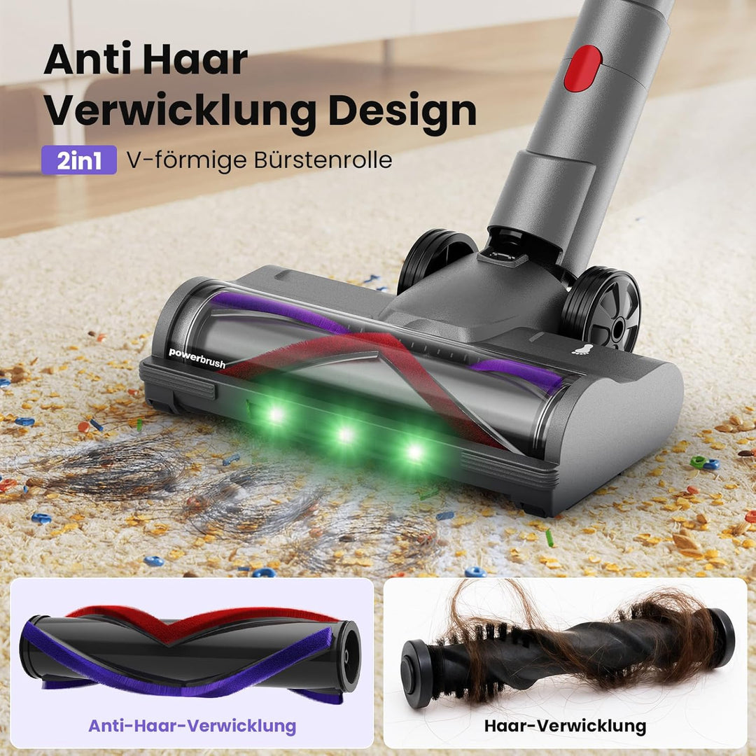 Akku Staubsauger, 600W/58000Pa/75Min, Laufzeit Staubsauger Kabellos mit Smart LED Display und Ladest