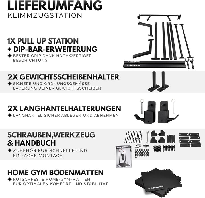 GORNATION Pull Up Station, Klimmzugstange freistehende, Freistehender Power Tower, Klimmzugstation,