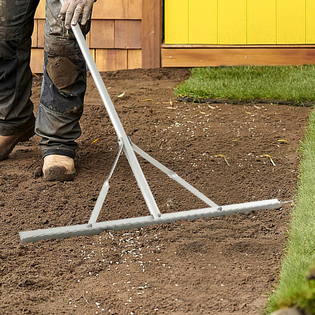 COSTWAY Rechen, Gartenrechen mit 91 cm Arbeitsbreite, 36 Zinken & 174 cm langem Griff, Laubrechen au