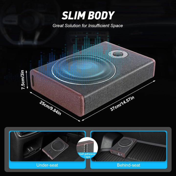Madelynn Untersitz Auto Subwoofer 200W Bass Box Aktiv Subwoofer 40Hz–200Hz Audiozugang Untersitz Lei