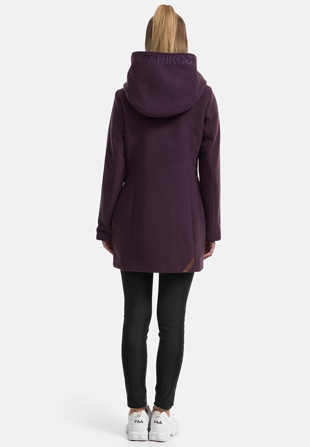 MARIKOO Damen Mantel in Wolloptik Warmer Trenchcoat mit Kapuze Maikoo XS-5XL, L Dusty Plum