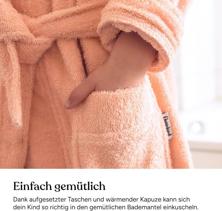 Ehrenkind® Bademantel Kinder mit Kapuze 100% Bio-Baumwolle | Kinderbademantel | Junge Mädchen 98-104