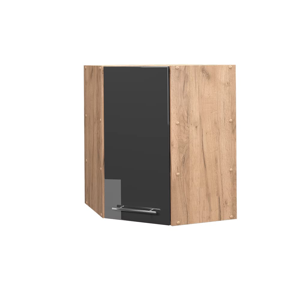 Vicco Eckhängeschrank Fame-Line, Anthrazit Hochglanz/Goldkraft Eiche, 57 cm Anthrazit Hochglanz Eckh