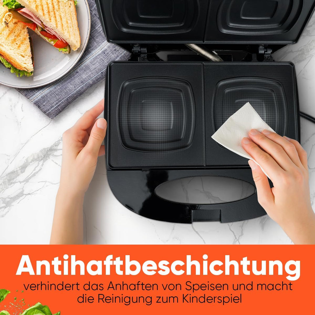 Clatronic® Sandwichmaker | für viereckige Sandwichplatten | Sandwichtoaster mit Antihaftbeschichtung