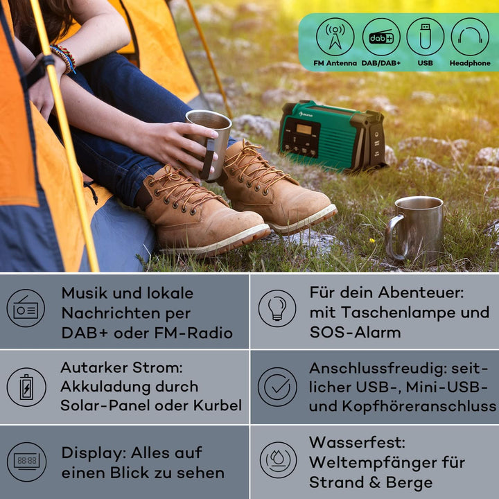 Auna Aufladbares DAB Plus Radio Mit Bluetooth, Batterie, DAB/DAB+/FM, LCD Display, Wecker, Retro-Des