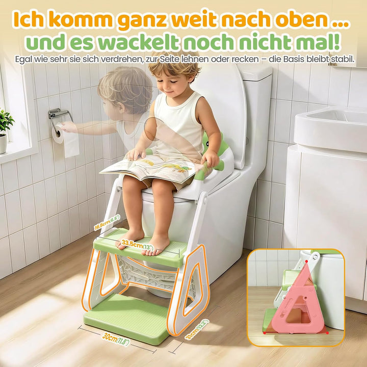 Orzbow Toilettensitz Kinder mit Treppe, Stabil Kinder Toilettensitz mit Dreiecksstruktur, Verlängert