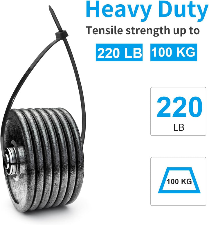 XINGO Schwarze Kabelbinder, robust, verschiedene Grössen (30,5 cm + 35,6 cm + 45,7 cm + 61 cm), 600