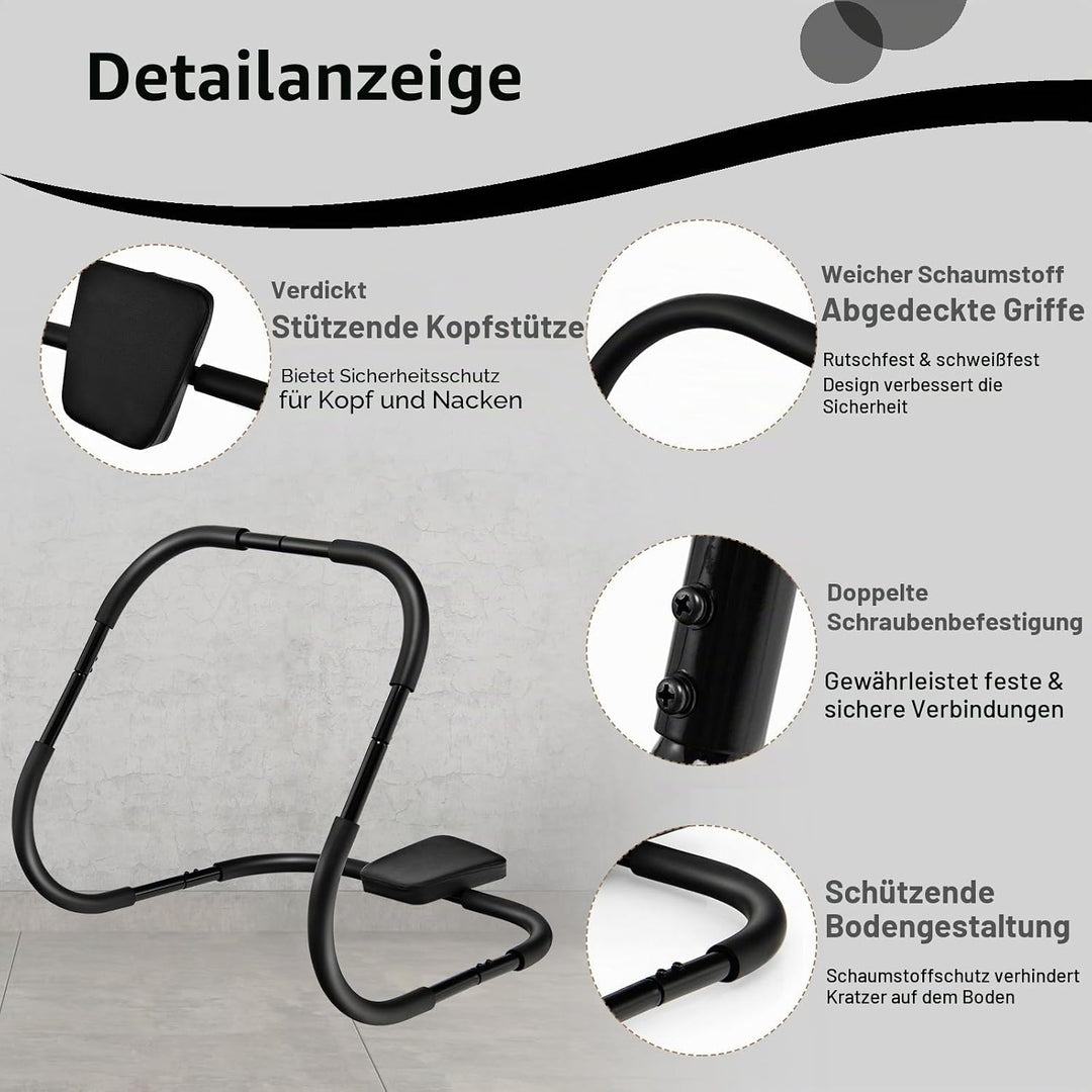 KOMFOTTEU AB Trainer Bauchmuskeltrainer mit gepolsterter Kopfstütze, Trainingsgerät für Krafttrainin