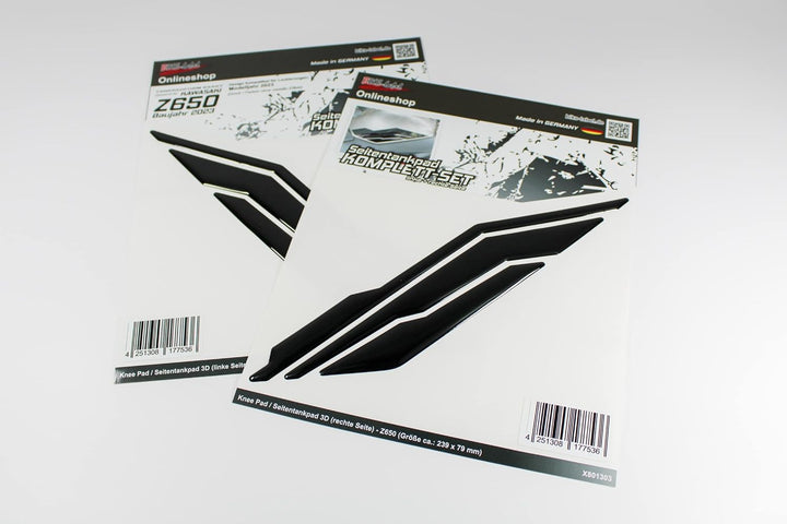 Tankpad Kniepad Aufkleber schwarz black kompatibel für Kawasaki Z650 X850045 Spar-Set - 1, Spar-Set