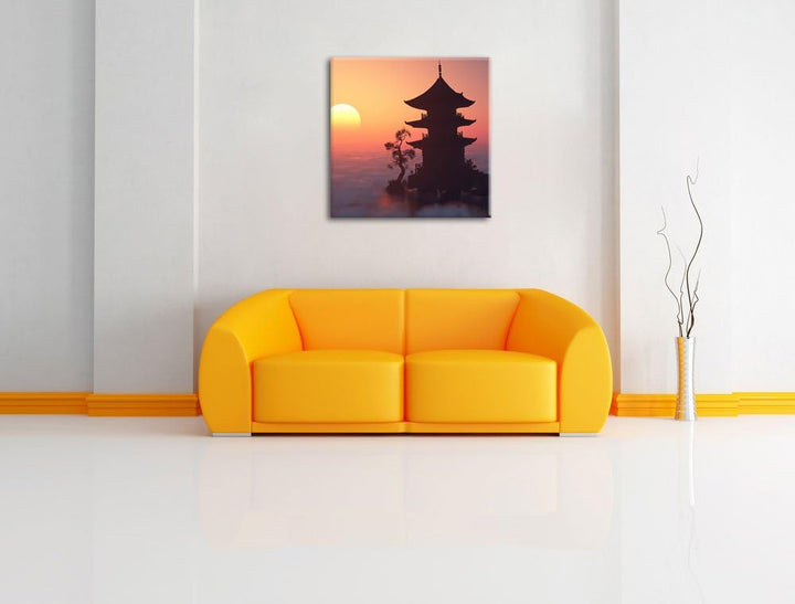 Pixxprint Buddhistischer Tempel in Asien, Format: 70x70 auf Leinwand, 70x70