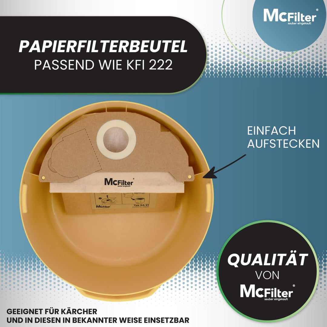 McFilter I 10 Staubsaugerbeutel kompatibel mit Kärcher Staubsauger A2003, A2004, A2014 CarVac, A2024