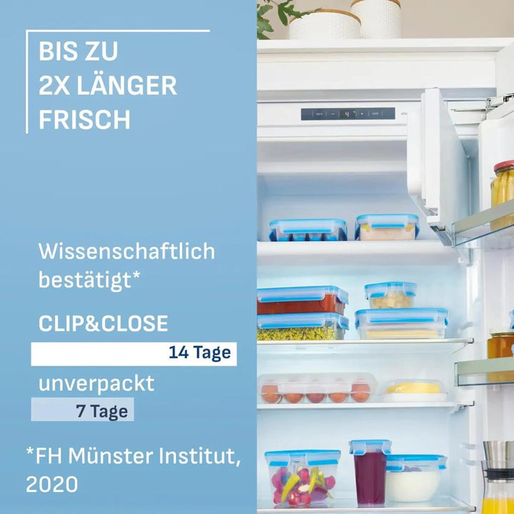 Emsa N10614 Clip & Close Frischhaltedosen-Set 9-teilig | stapelbar | mikrowellenfest | -40 bis +100